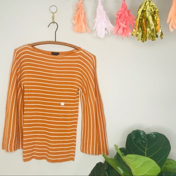 Ann Taylor Factory Tops - Ann Taylor NWT Ribbed Orange White Blouse